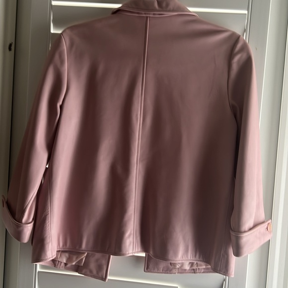 Pink 100% leather cropped jacket perfect condition size 8 - Picture 4 of 4